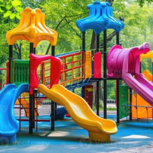 ai-generated-colorful-playground-on-yard-in-the-park-photo